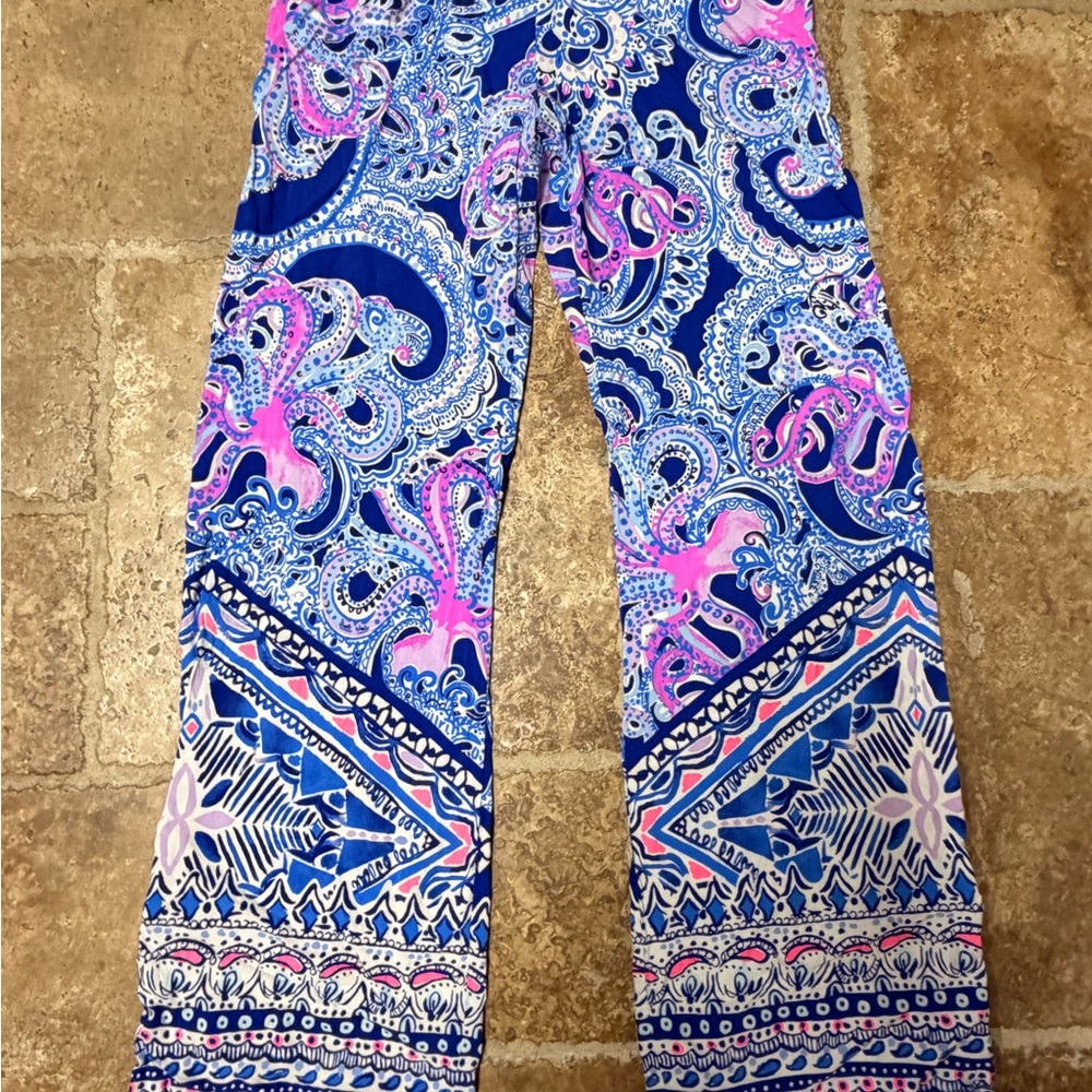 Lilly Pulitzer Blue and Pink Women’s Size Medium Pants - Picture 3 of 11